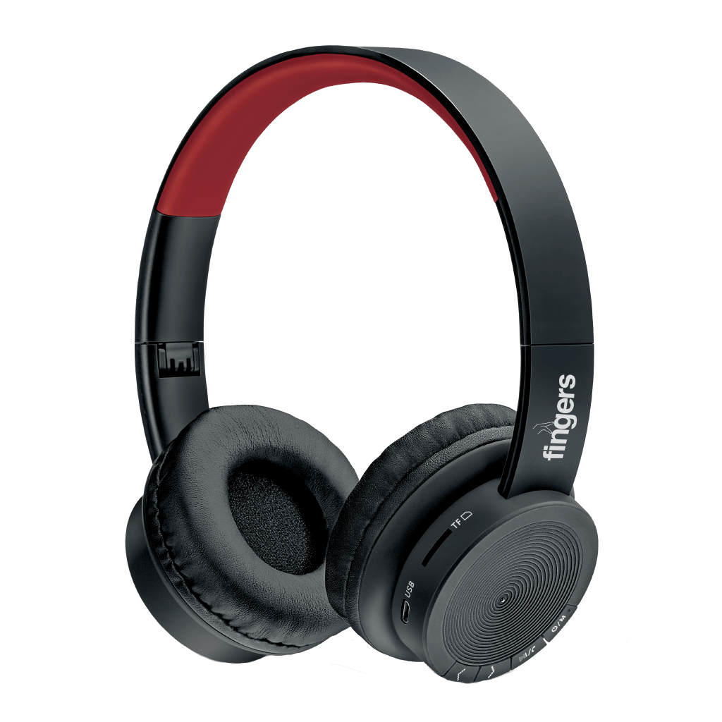 Fingers Rock-N-Roll H2 Wireless Head Phone Soft Black & Rich Red
