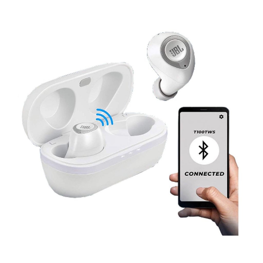 Buy 3 JBL Truly wireless Earpods White T100TWSWHT And Get Free JBL GO2 PLUS Portable Bluetooth Speaker Blue