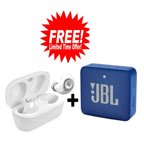 Buy 3 JBL Truly wireless Earpods White T100TWSWHT And Get Free JBL GO2 PLUS Portable Bluetooth Speaker Blue