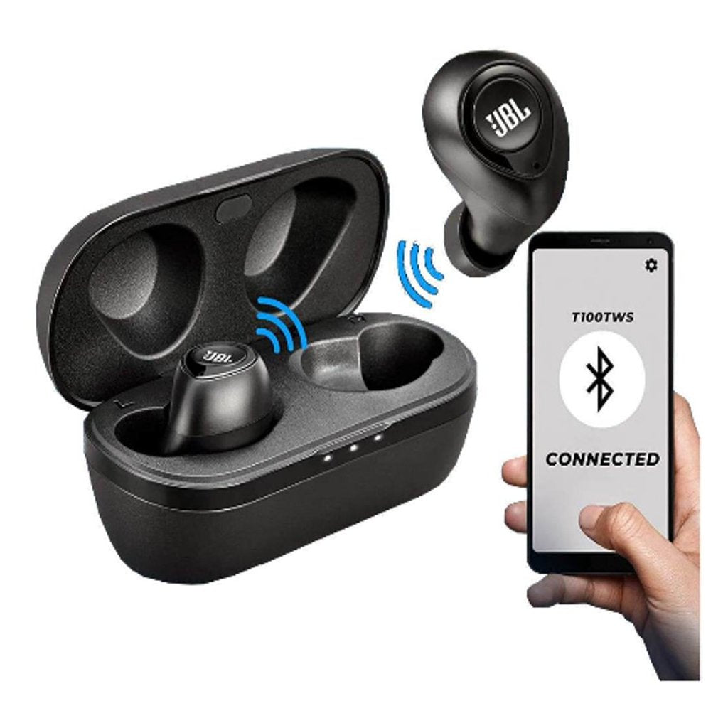 Buy 3 JBL Truly wireless Earpods Black T100TWSBLK And Get Free JBL GO2 PLUS Portable Bluetooth Speaker Blue