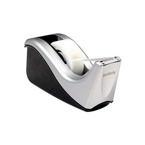 Scotch Desktop Tape Dispenser Silvertech Two-Tone