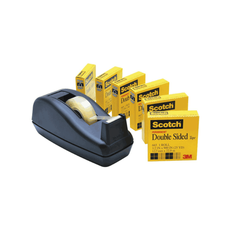 Scotch Double Sided Tape with Dispenser 1/2 x 900 Inch Dispenser 1-count, Tape 6-Count (665-6PKC40) 