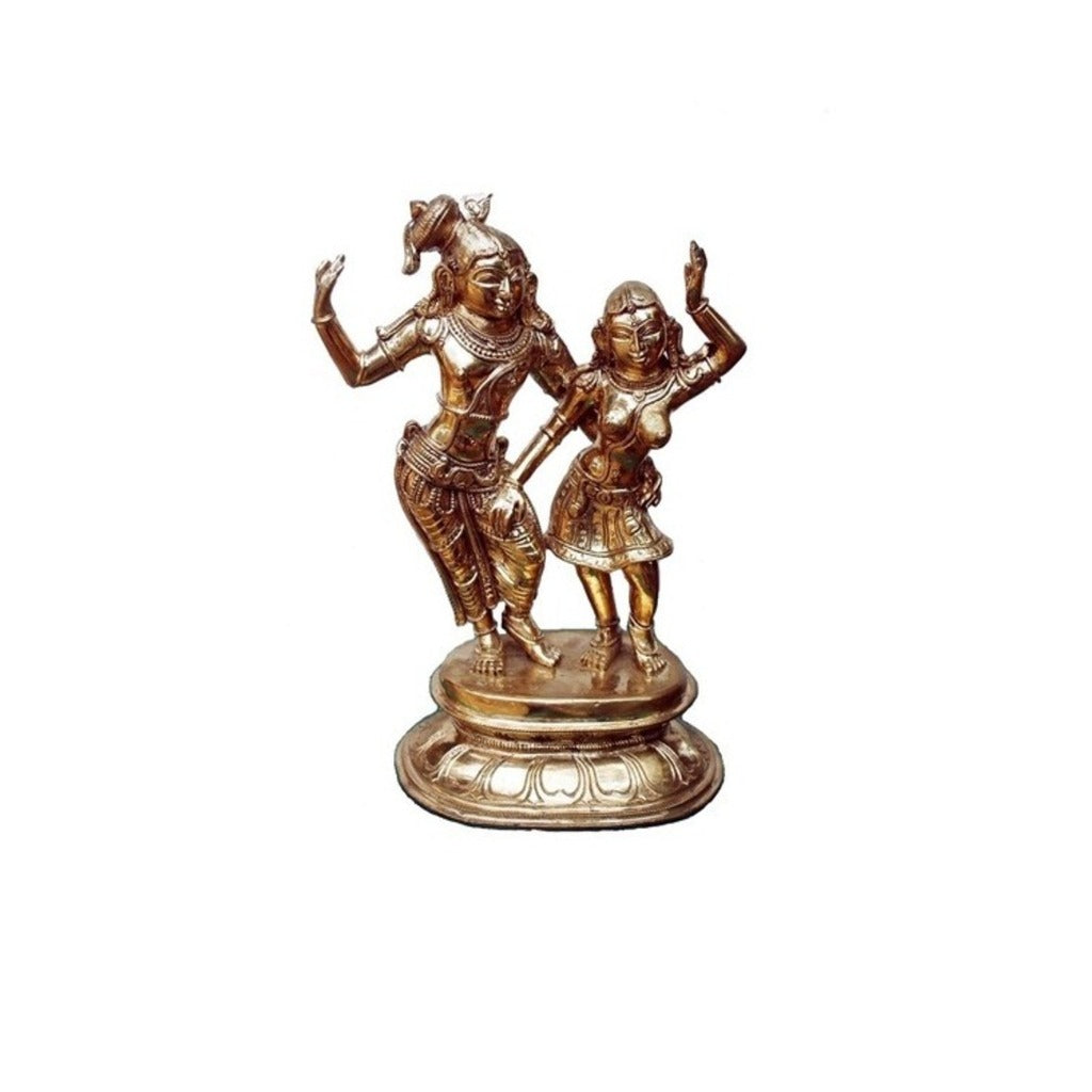 Polished Gopal krishna Dance with Radha 25cm Chola Bronze idol