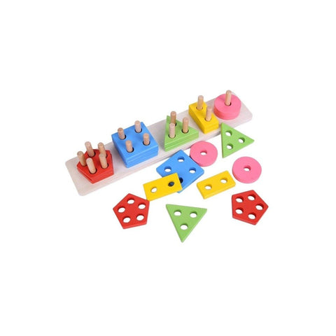 Grizzly Wooden Geometric Shape Matching 5 Column Blocks Educational & Learning Toys  