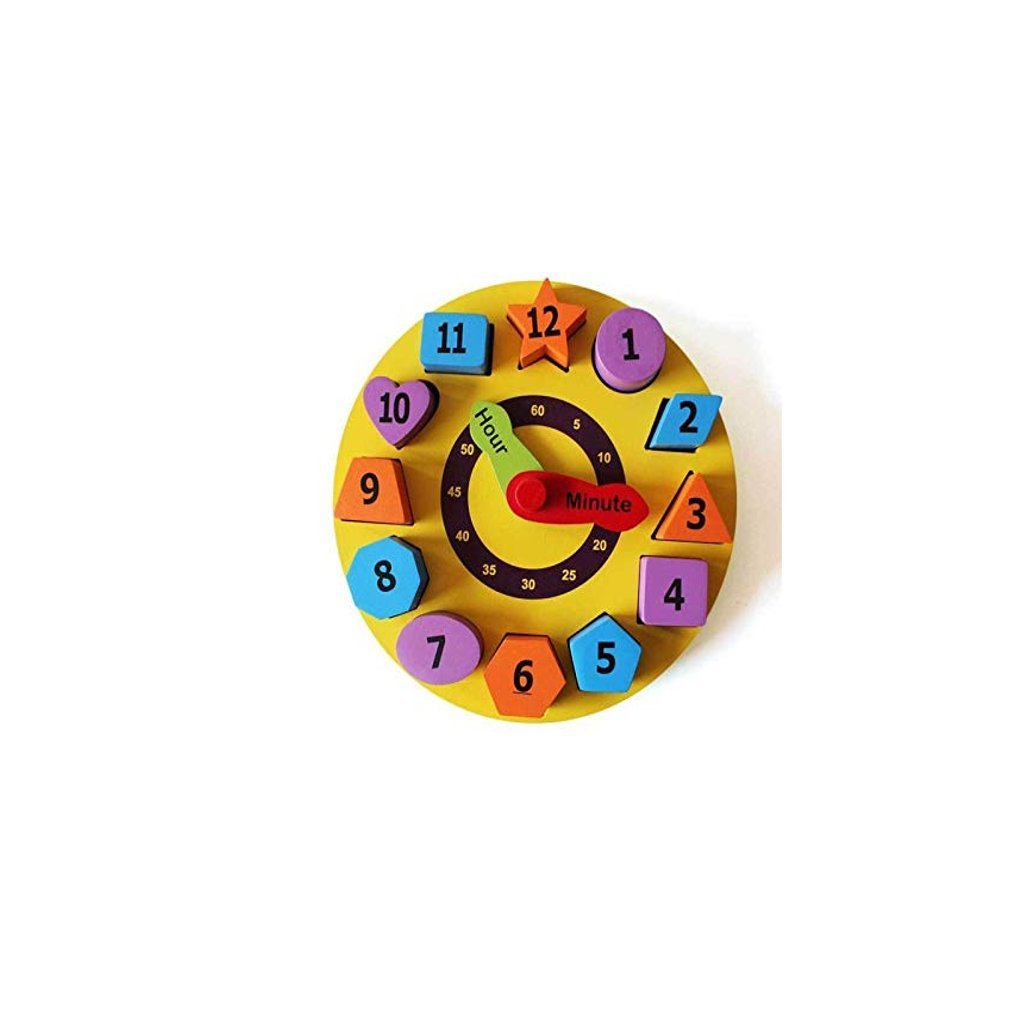 Shumee Wooden 3D Shape & Number Sorting Clock Puzzle