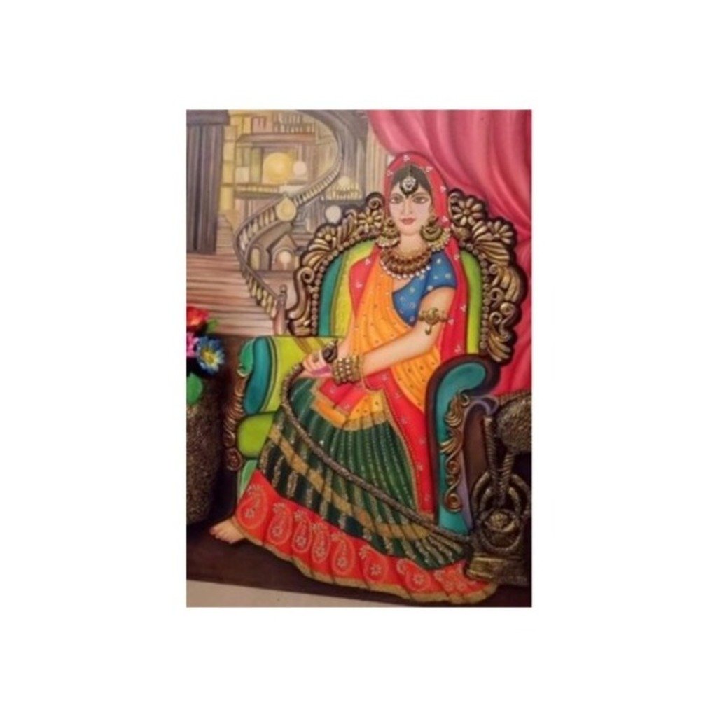 UDF 2.5ftx3ft Canvas oil painting with clay work