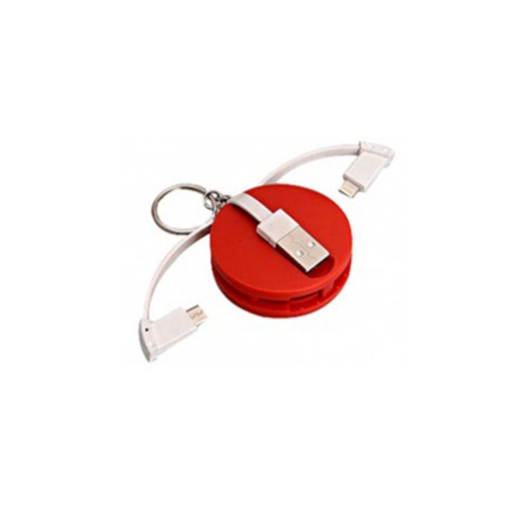 UDF Round Keychain With Multi connector Data Cable (for android and iphone) CCGH29