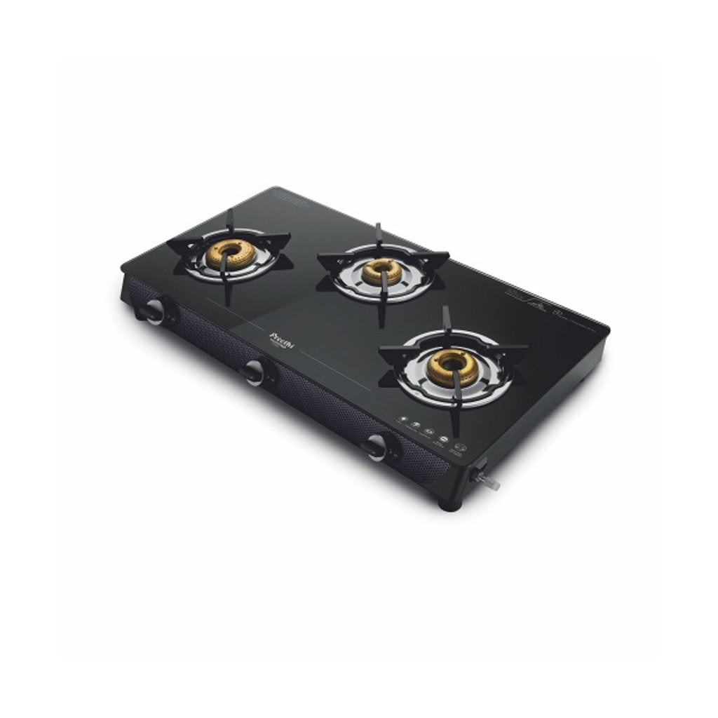 Preethi Valentino Carbon 3 Burner Glass Top Gas Stove