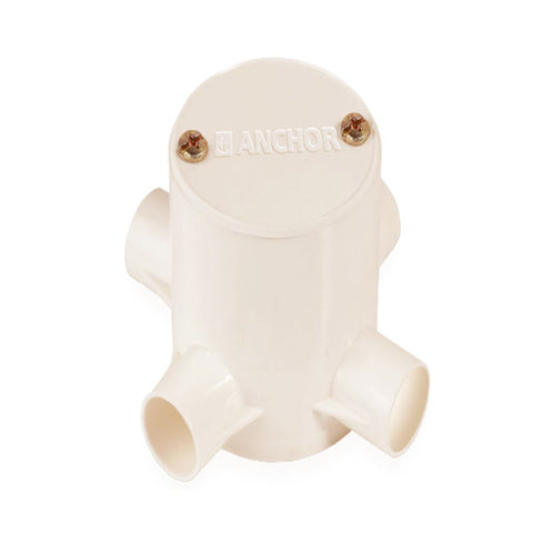 Anchor 4Way Circular Deep Surface Box With Lid 20mm Ivory CA20CBLD4IV  