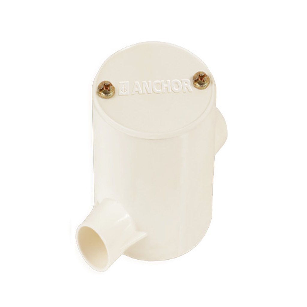 Anchor 2Way Through Circular Deep Surface Box With Lid 32mm Ivory CA32CBLD2TIV