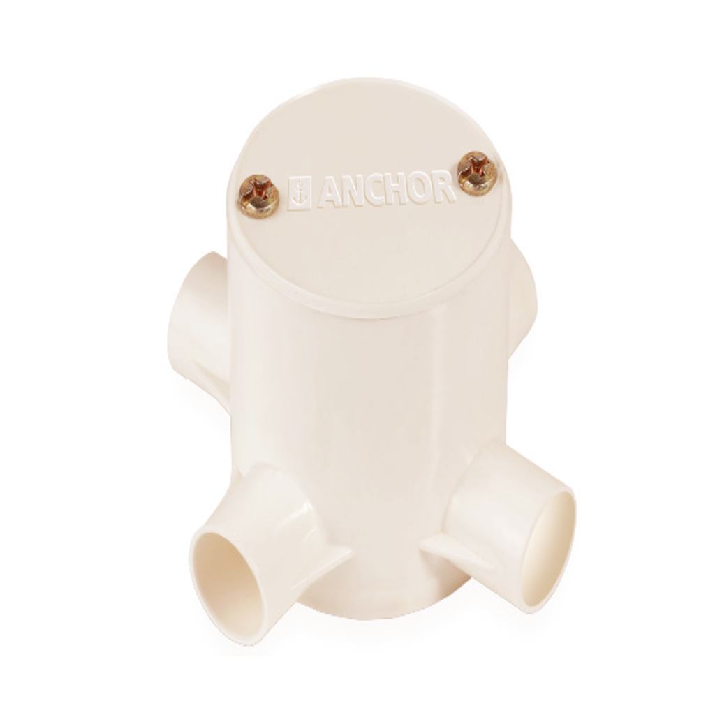 Anchor 4Way Circular Deep Surface Box With Lid 32mm Ivory CA32CBLD4IV