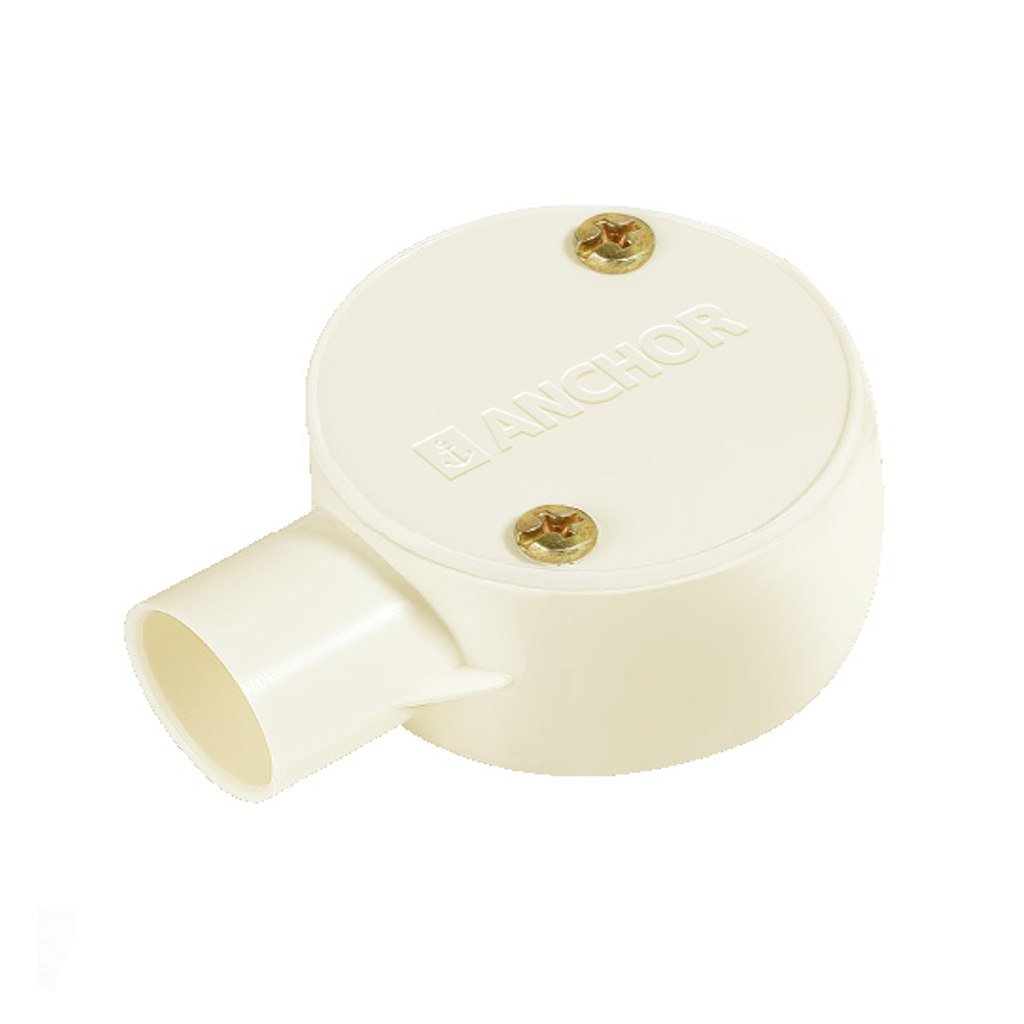 Anchor 1Way Non ISI Circular Surface Box With Lid 25mm Ivory CA25CBLNS1IV