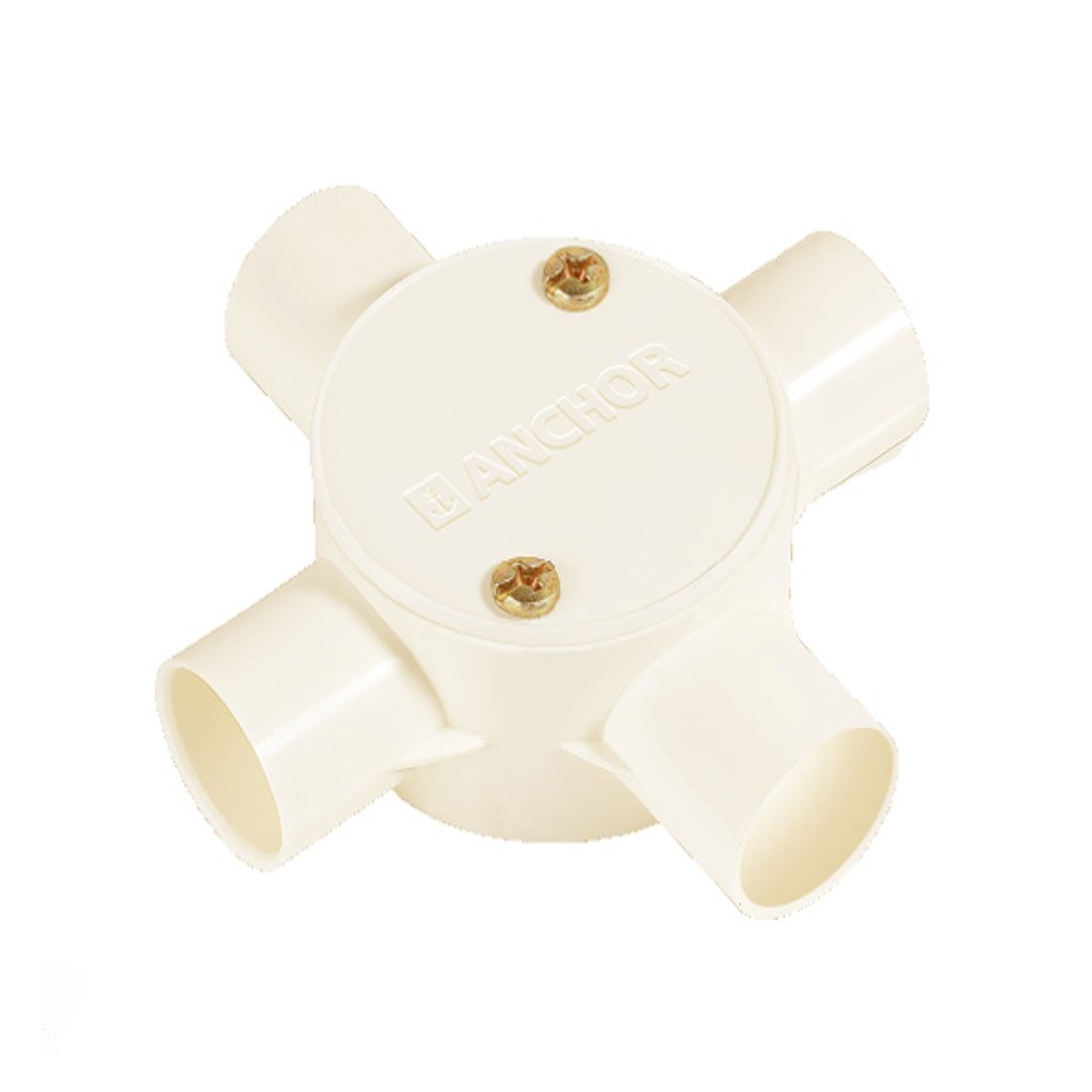 Anchor 4Way Non ISI Circular Surface Box With Lid 25mm Ivory CA25CBLNS4IV