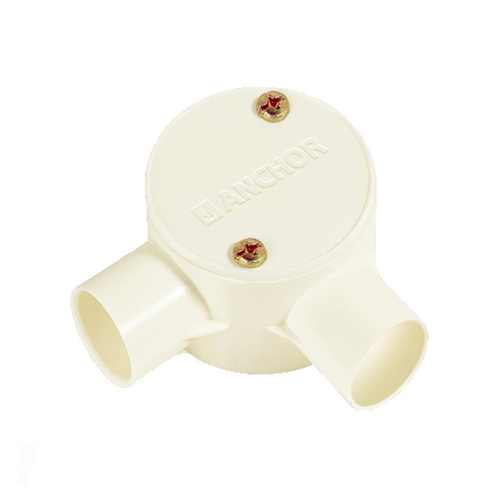 Anchor 2Way Angle Circular Surface Box With Lid 20mm Ivory CA20CBLS2AIV