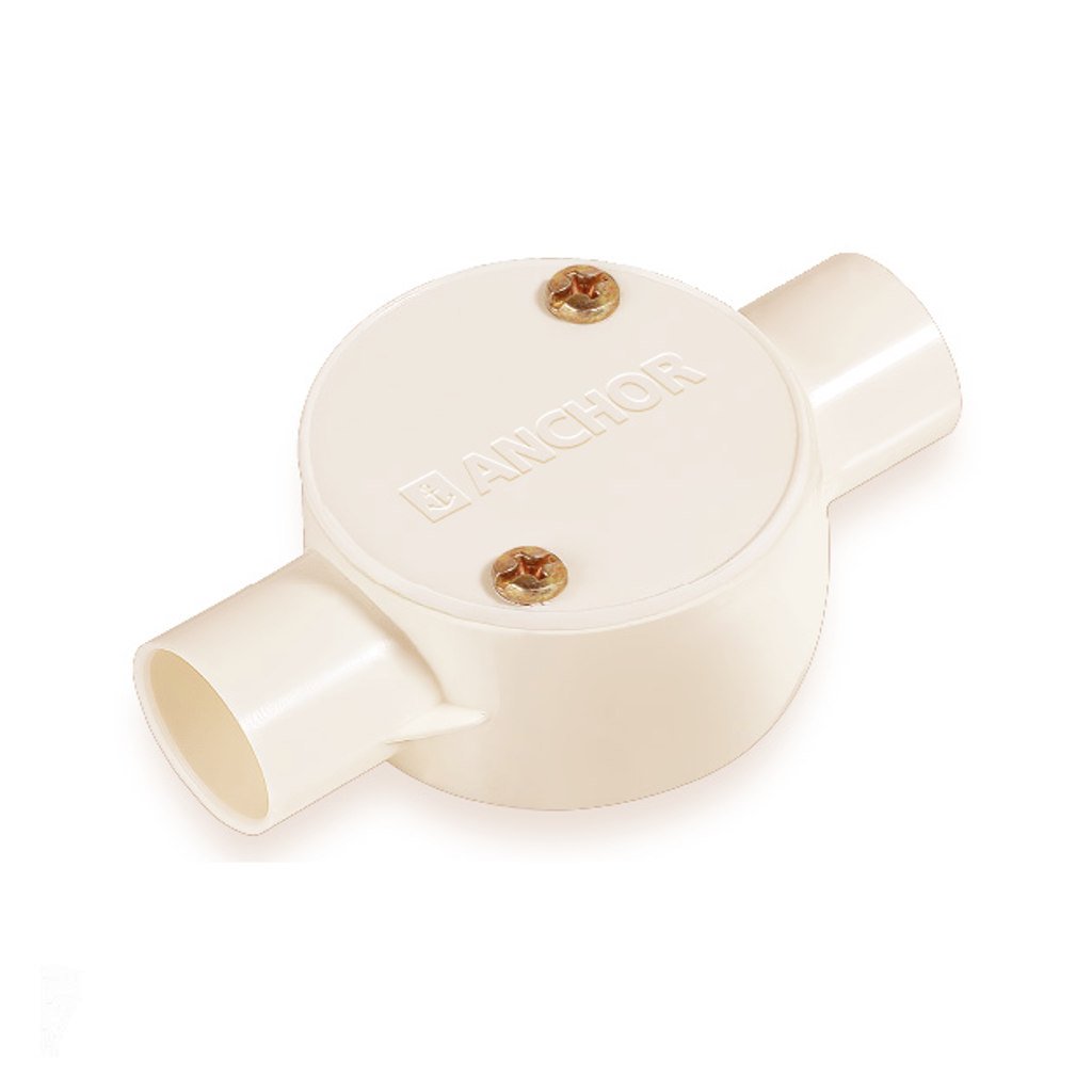 Anchor 2Way Through Circular Surface Box With Lid 20mm Ivory CA20CBLS2TIV