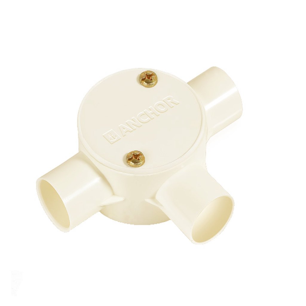 Anchor 3Way Circular Surface Box With Lid 25mm Ivory CA25CBLS3IV