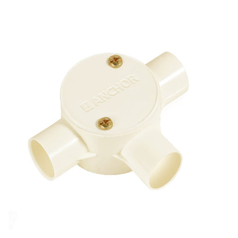 Anchor 3Way Circular Surface Box With Lid 25mm Ivory CA25CBLS3IV 
