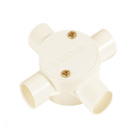 Anchor 4Way Circular Surface Box With Lid 25mm Ivory CA25CBLS4IV 